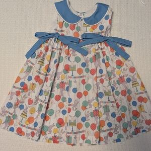 bella bliss Multicolor Balloon Print Dress with Blue Accents